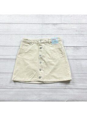 Cat & Jack Girls Corduroy Button-Front Skirt Cream NWT L 10-12